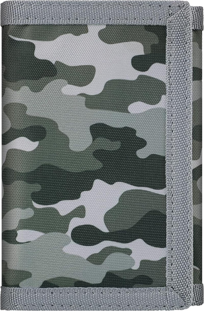 Jonyee Kids Wallets for Boys and Girls Ages 4-18 Trifold, Toddler/Youth Wallet for Boys Age 5-7 with Zippered Coin Pocket and Card Holders, Novelty Wallet for Childrens Birthday Gifts - Camo Dark Gray - Image 1